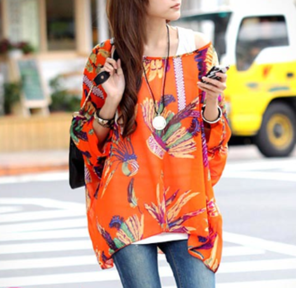 Tropical Print Chiffon Tunic Top | CozyCouture® - Stringspeed