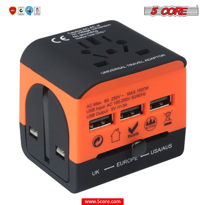 Multi Plug Travel Adapter Wall Plug 3/4 USB Cube | TechTonic® - Stringspeed