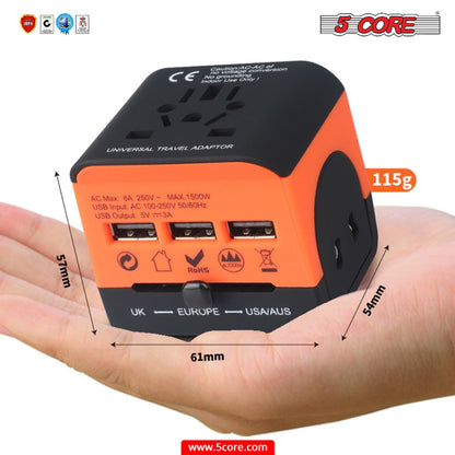 Multi Plug Travel Adapter Wall Plug 3/4 USB Cube | TechTonic® - Stringspeed