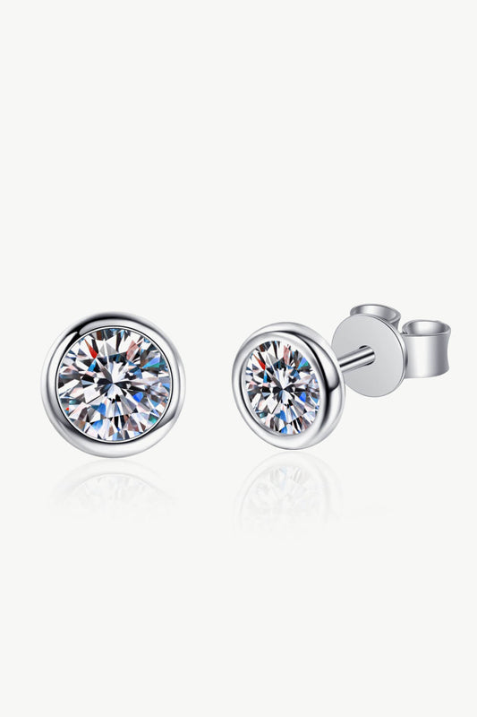 Inlaid 1 Carat Moissanite Stud Earrings | CozyCouture® - Stringspeed