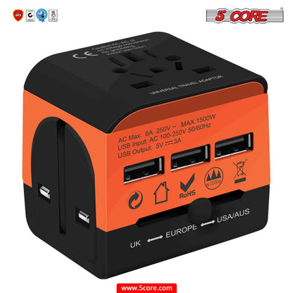 Multi Plug Travel Adapter Wall Plug 3/4 USB Cube | TechTonic® - Stringspeed