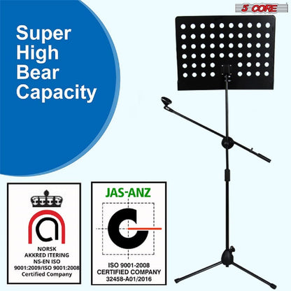 5 Core Sheet Music Stand With Mic Stand | EastTone® - Stringspeed