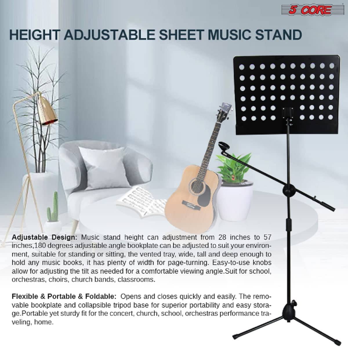 5 Core Sheet Music Stand With Mic Stand | EastTone® - Stringspeed