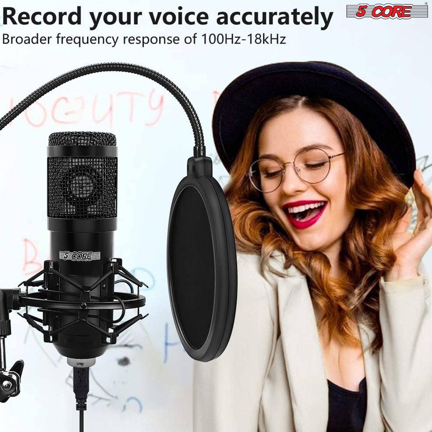 5 Core Recording Microphone Podcast Bundle • Professional Condenser | TechTonic® - Stringspeed