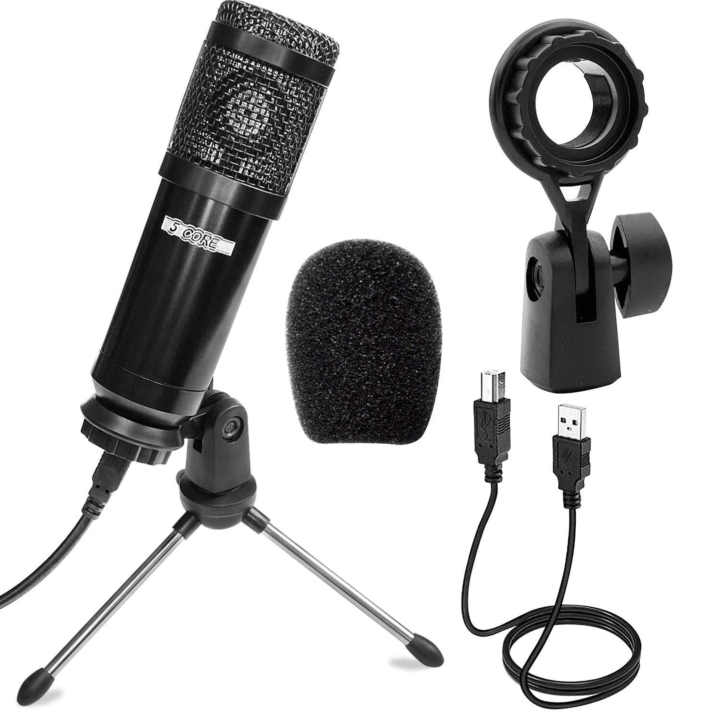 5 Core Recording Microphone Podcast Bundle • Professional Condenser | TechTonic® - Stringspeed