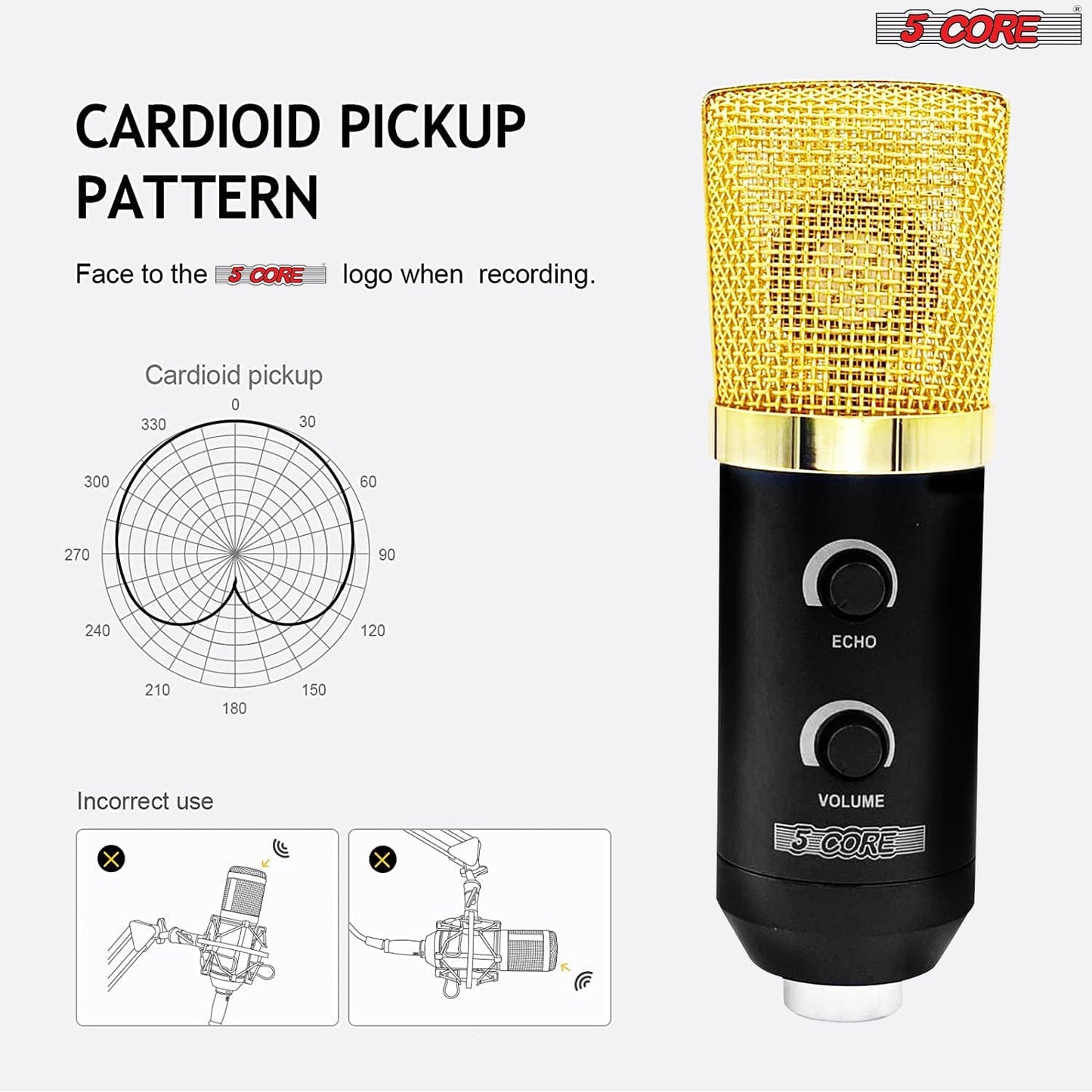 5 Core Recording Microphone Podcast Bundle • Professional Condenser | EastTone® - Stringspeed