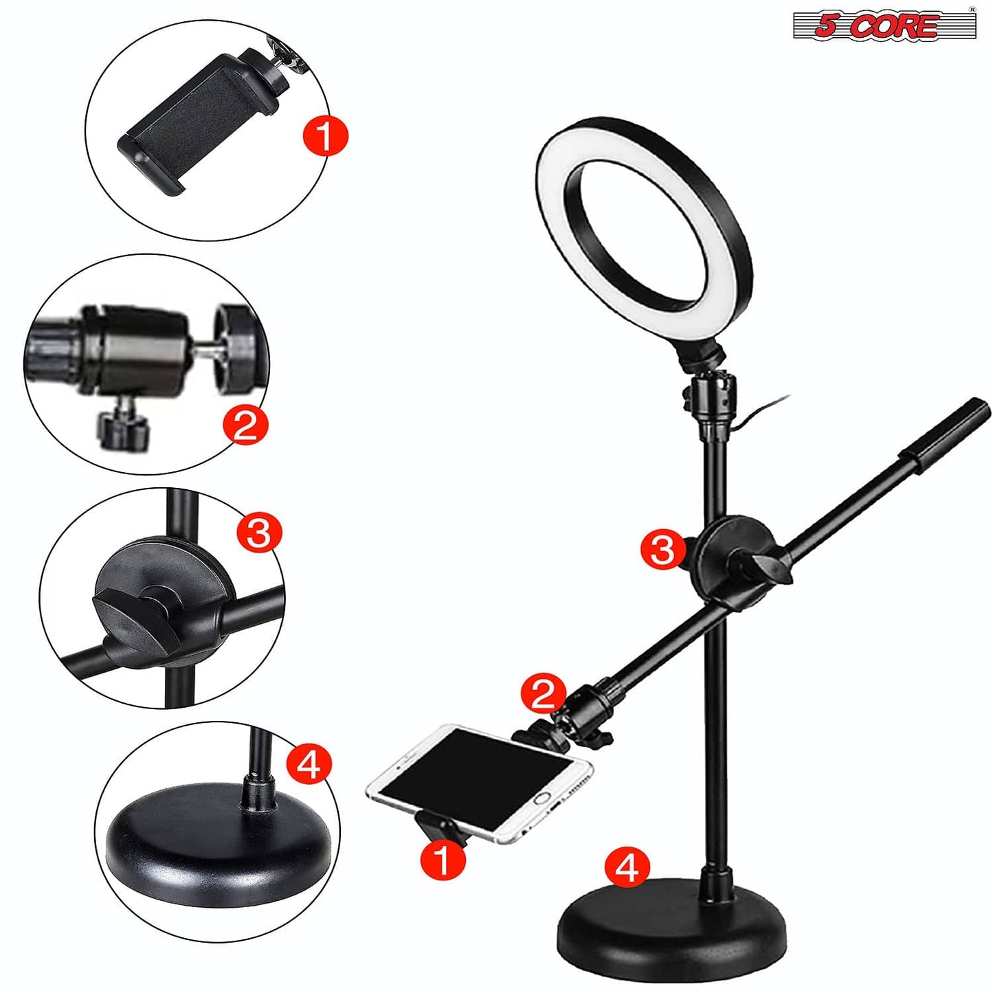 6 inch Ring Light with Cell Phone Stand Adjustable Ringlight Angle | TechTonic® - Stringspeed