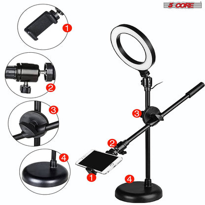 6 inch Ring Light with Cell Phone Stand Adjustable Ringlight Angle | TechTonic® - Stringspeed
