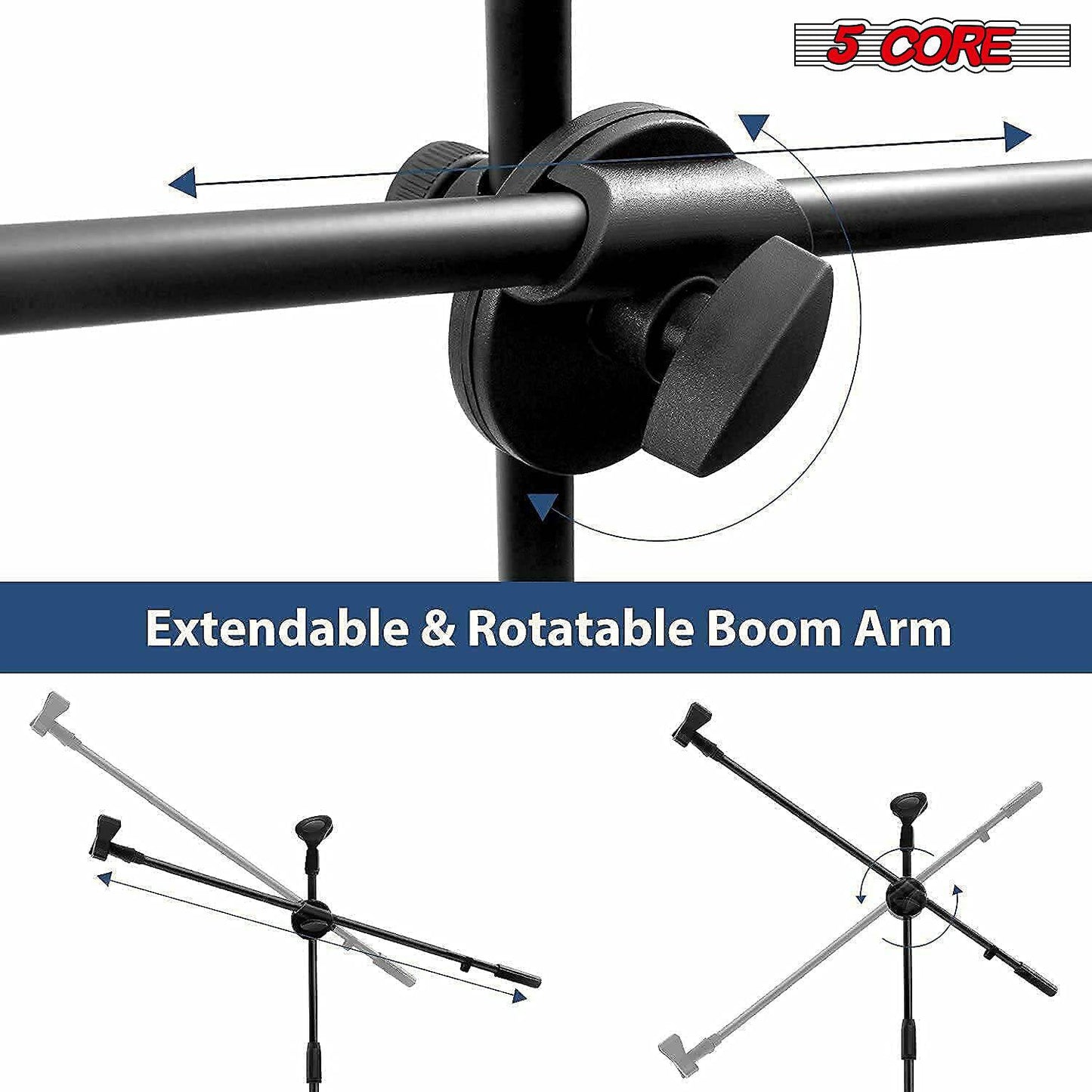 5 Core Dual Microphone Stand, Foldable Tripod Boom Stand | EastTone® - Stringspeed