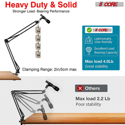 5 Core Microphone Stand • Suspension Desk Scissor Boom Arm | EastTone® - Stringspeed