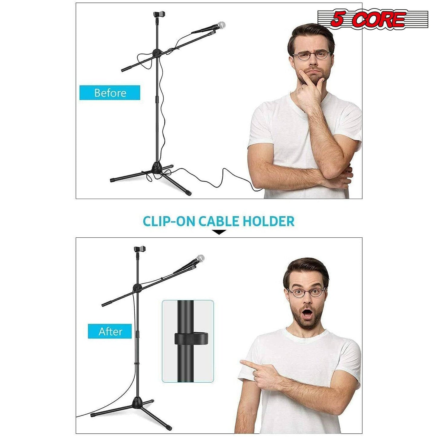 2 Pack Adjustable Microphone Stand Boom Arm Mic Mount | EastTone® - Stringspeed