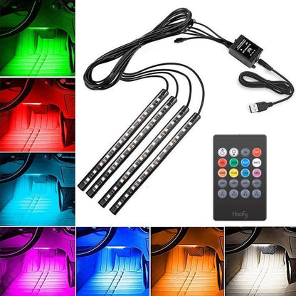 RGB Car LED Light Strips, Sound Activated with Remote Control | TechTonic® - Stringspeed