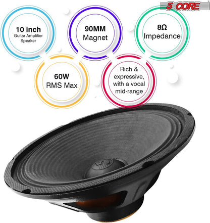 10 inch Guitar Speaker • 60W RMS 8 Ohm 13Oz Magnet | EastTone® - Stringspeed