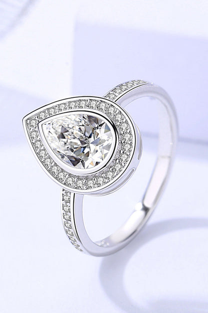 Sterling Silver Teardrop Moissanite Ring | CozyCouture® - Stringspeed