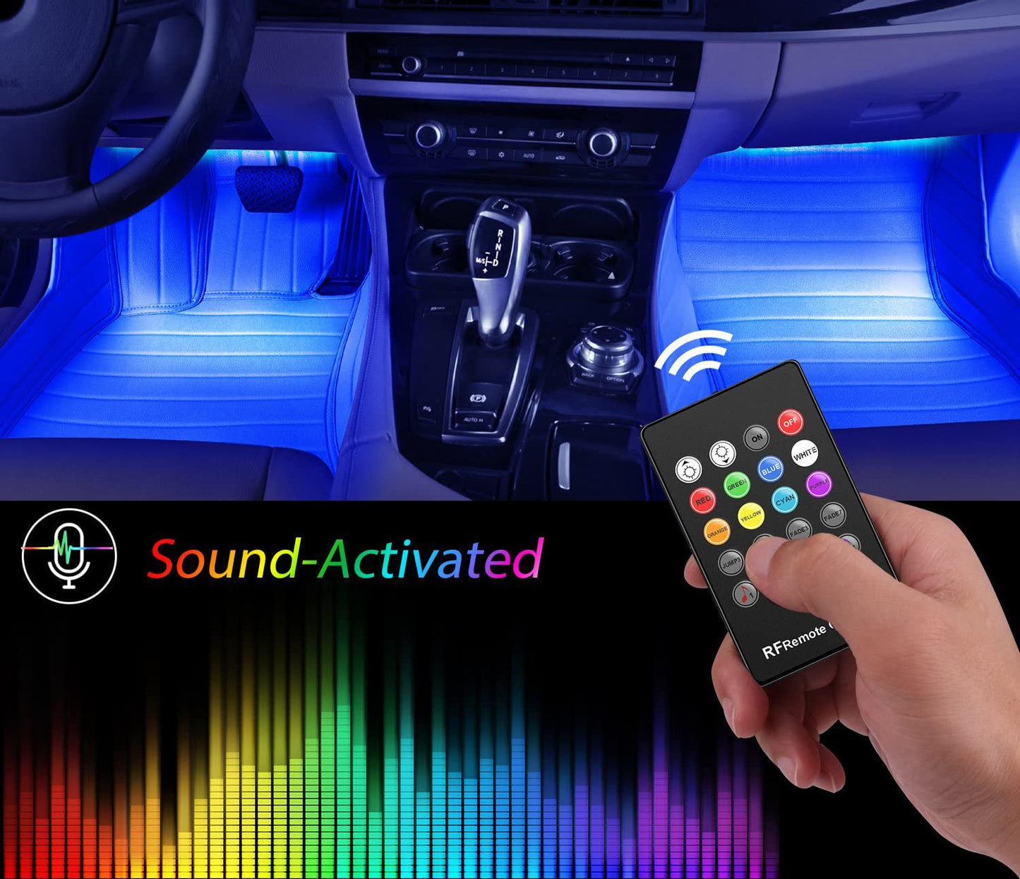 RGB Car LED Light Strips, Sound Activated with Remote Control | TechTonic® - Stringspeed