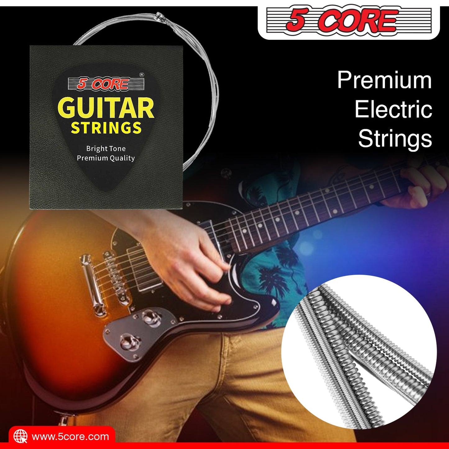 Nickel Wound Electric Guitar Strings Light Gauge (0.09-0.042) | EastTone® - Stringspeed