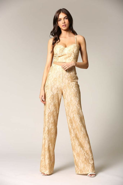 Two-piece gold lace set | CozyCouture® - Stringspeed