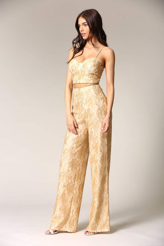 Two-piece gold lace set | CozyCouture® - Stringspeed