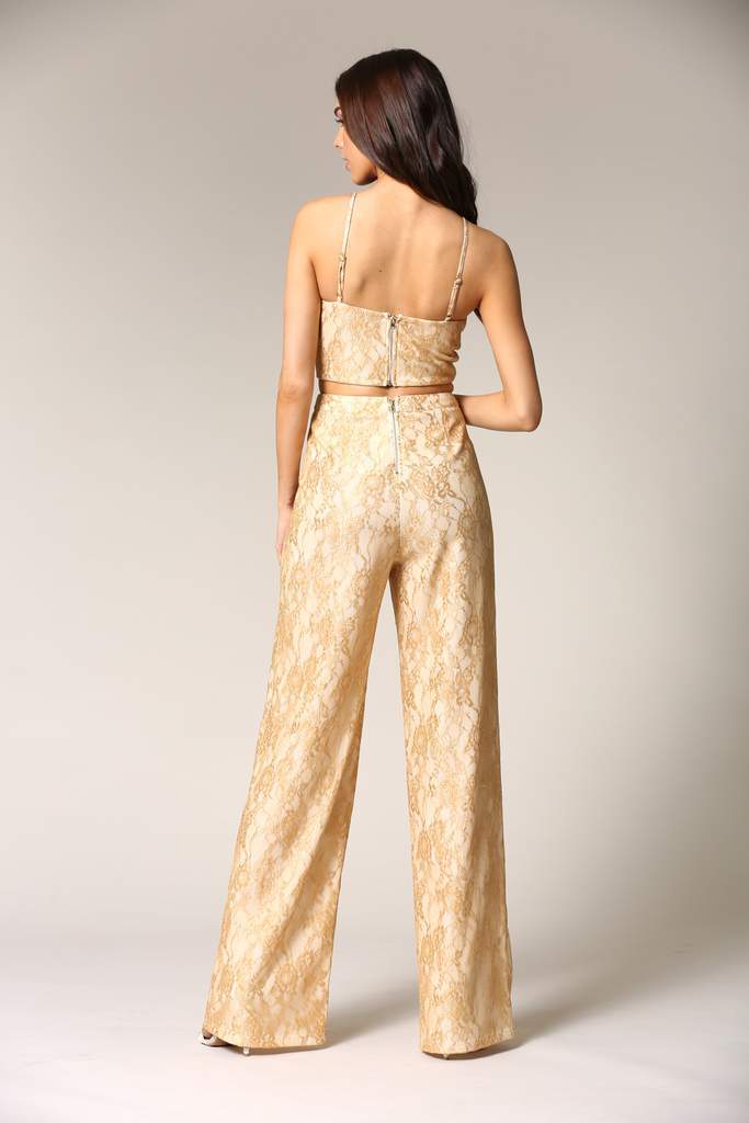 Two-piece gold lace set | CozyCouture® - Stringspeed