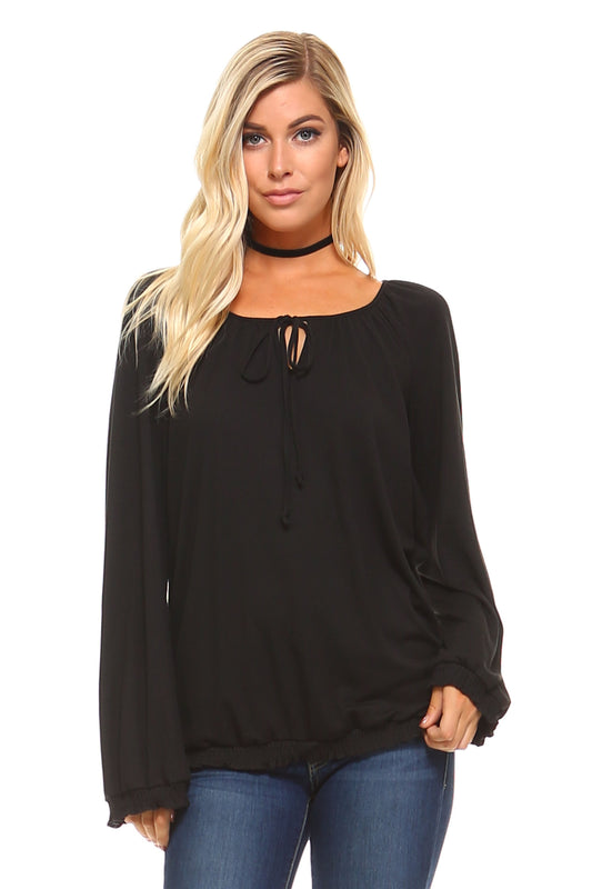 Women's Long Sleeve Peasant Top | CozyCouture® - Stringspeed