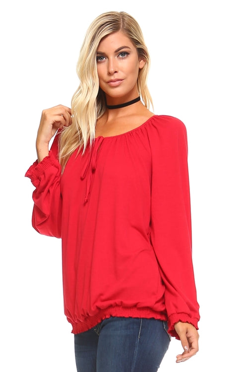 Women's Long Sleeve Peasant Top | CozyCouture® - Stringspeed