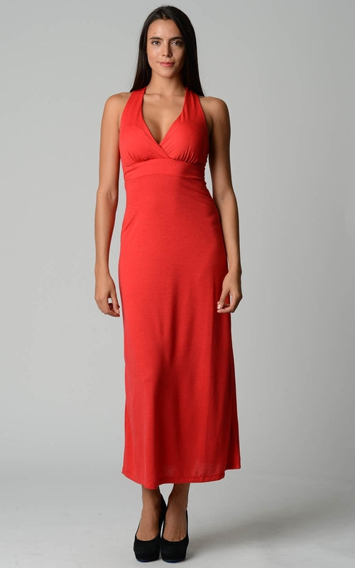 Women's Halter Maxi Dress with Cross Back Straps | CozyCouture® - Stringspeed