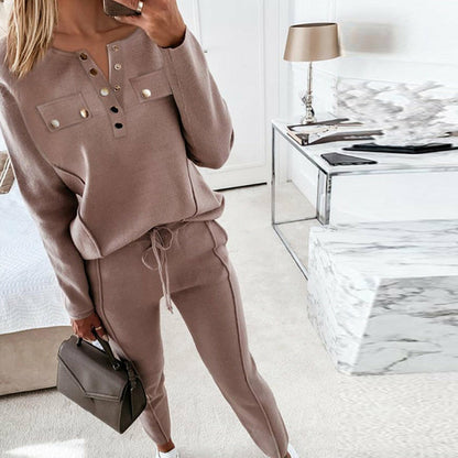 Button Accent Top & Pant Set | CozyCouture® - Stringspeed