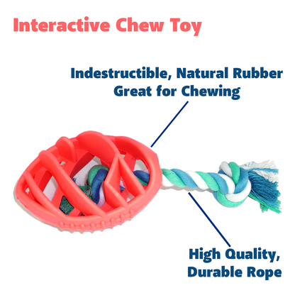 Rubber Football Dog Chew Toy with Tug Rope | PetPals® - Stringspeed