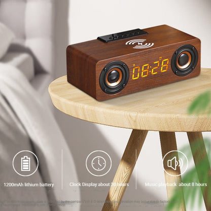 Wooden Retro Theme Wireless Charger Bluetooth Speaker Alarm Clock | TechTonic® - Stringspeed