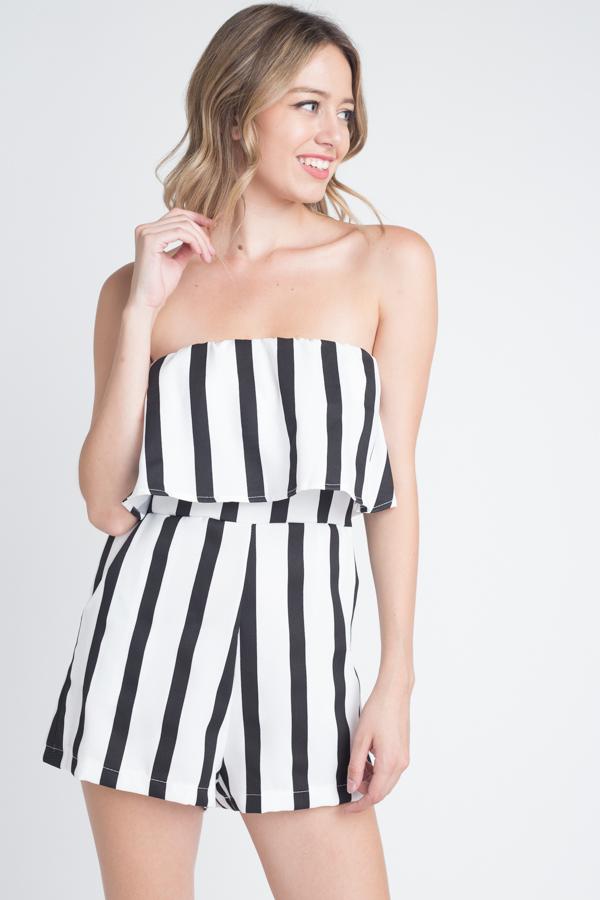 Strapless Stripe Pocket Romper | CozyCouture® - Stringspeed