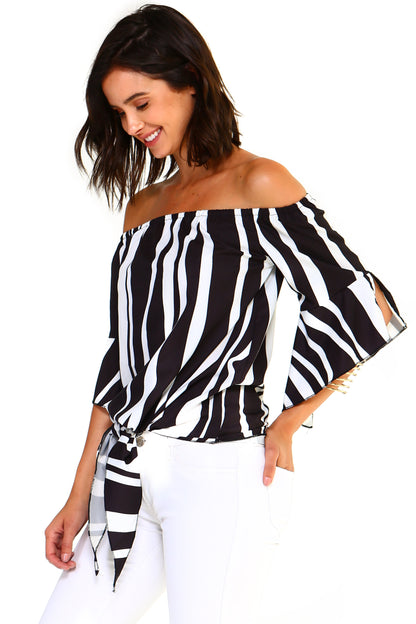 Women's Strapless Striped Bandage Blouse | CozyCouture® - Stringspeed