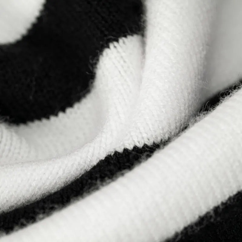 Striped High Neck Knitted Sweater | CozyCouture® - Stringspeed