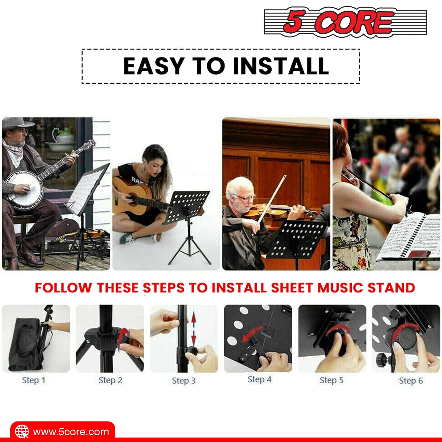 5 Core Sheet Music Stand | EastTone® - Stringspeed