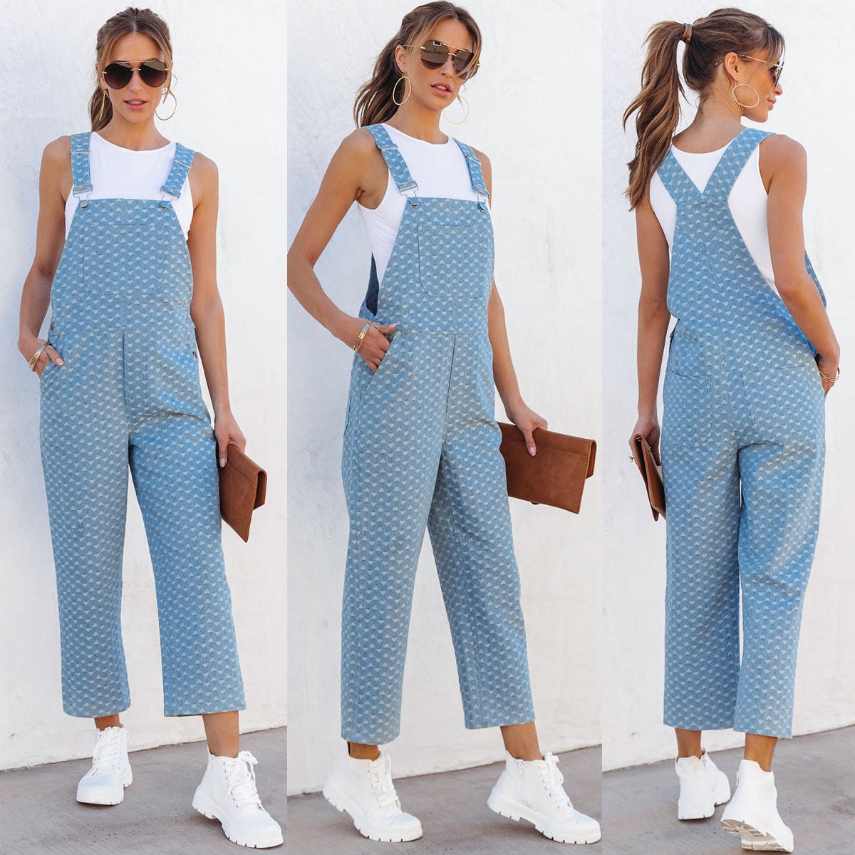 Denim Overalls with Jacquard Pattern | CozyCouture® - Stringspeed