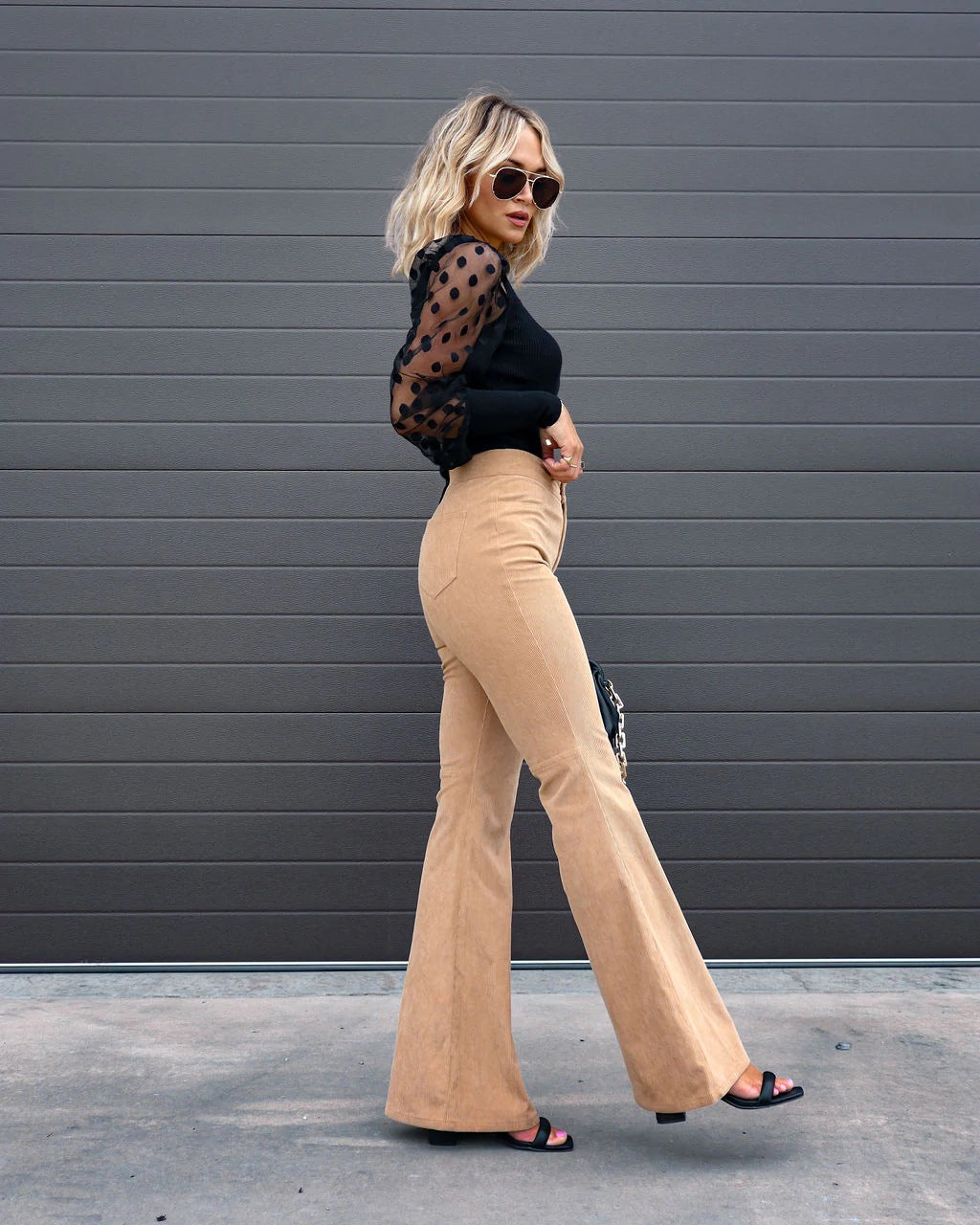 Solid Color High-Waist Slim Fit Corduroy Flared Pants | CozyCouture® - Stringspeed