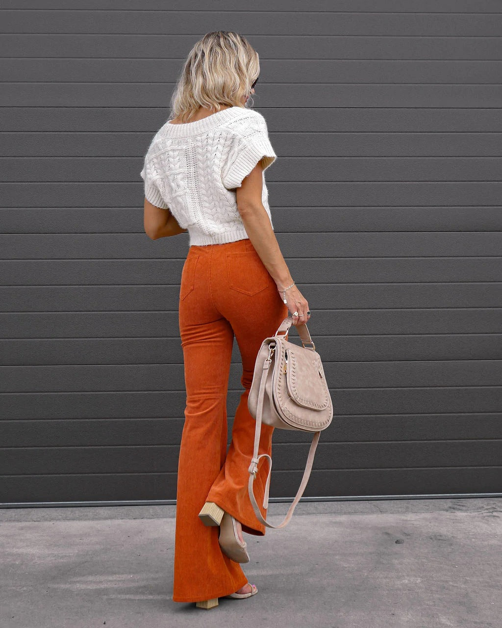 Solid Color High-Waist Slim Fit Corduroy Flared Pants | CozyCouture® - Stringspeed
