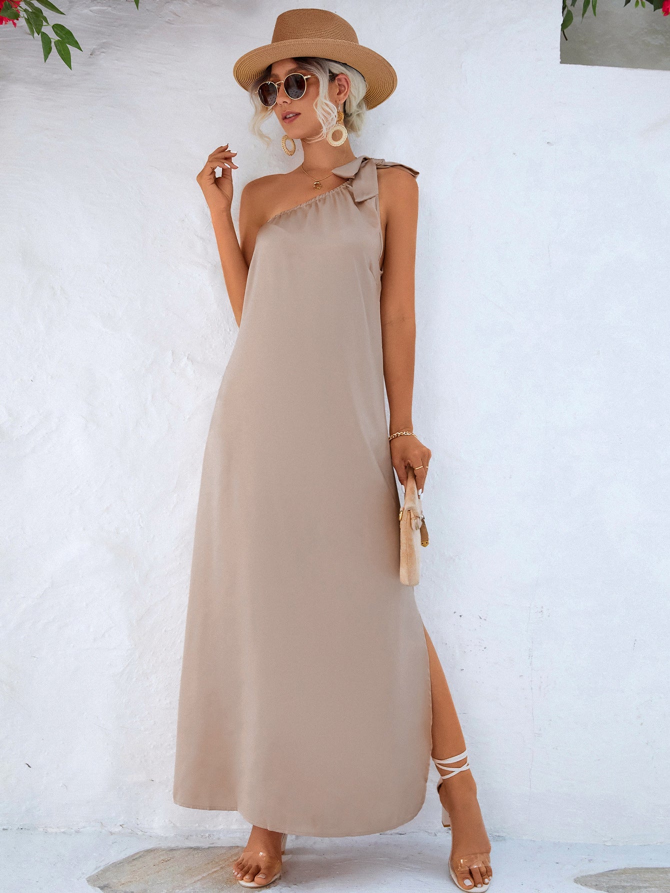 One Shoulder Tie Dress | CozyCouture® - Stringspeed