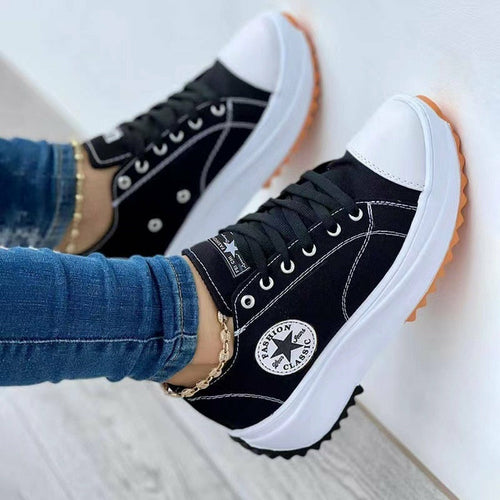 Flat Lace-Up Sneakers Pattern Canvas Shoes Casual  Sport Shoes | CozyCouture® - Stringspeed