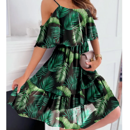 Open Shoulder Ruffle Chiffon Beach Dress | CozyCouture® - Stringspeed