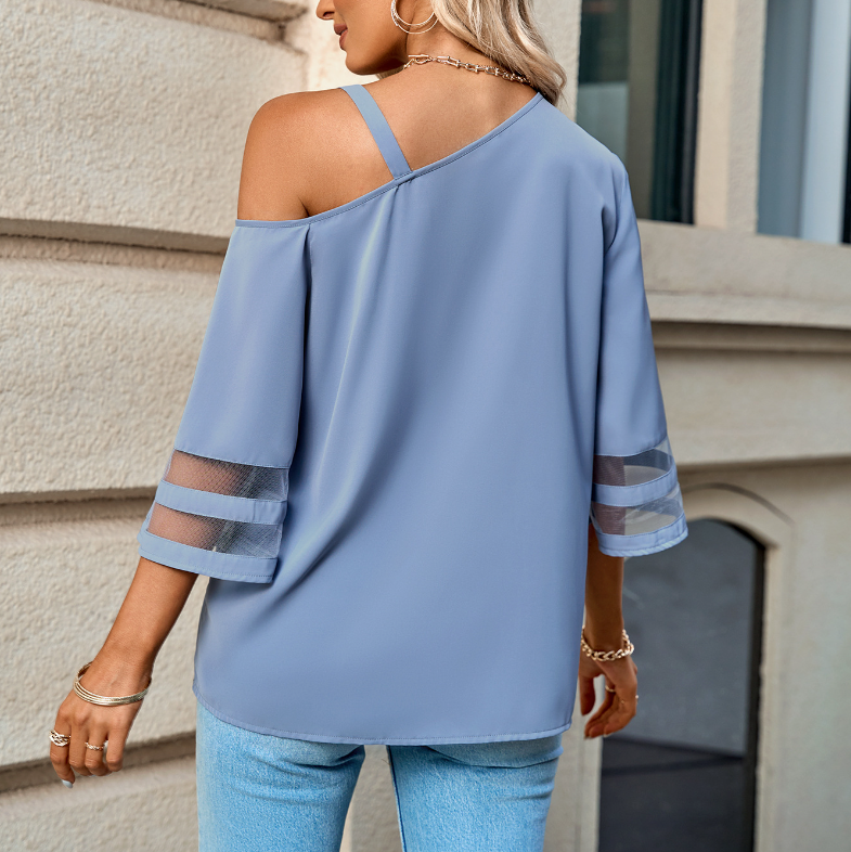 One Side Shoulder Quarter Sleeve Top | CozyCouture® - Stringspeed