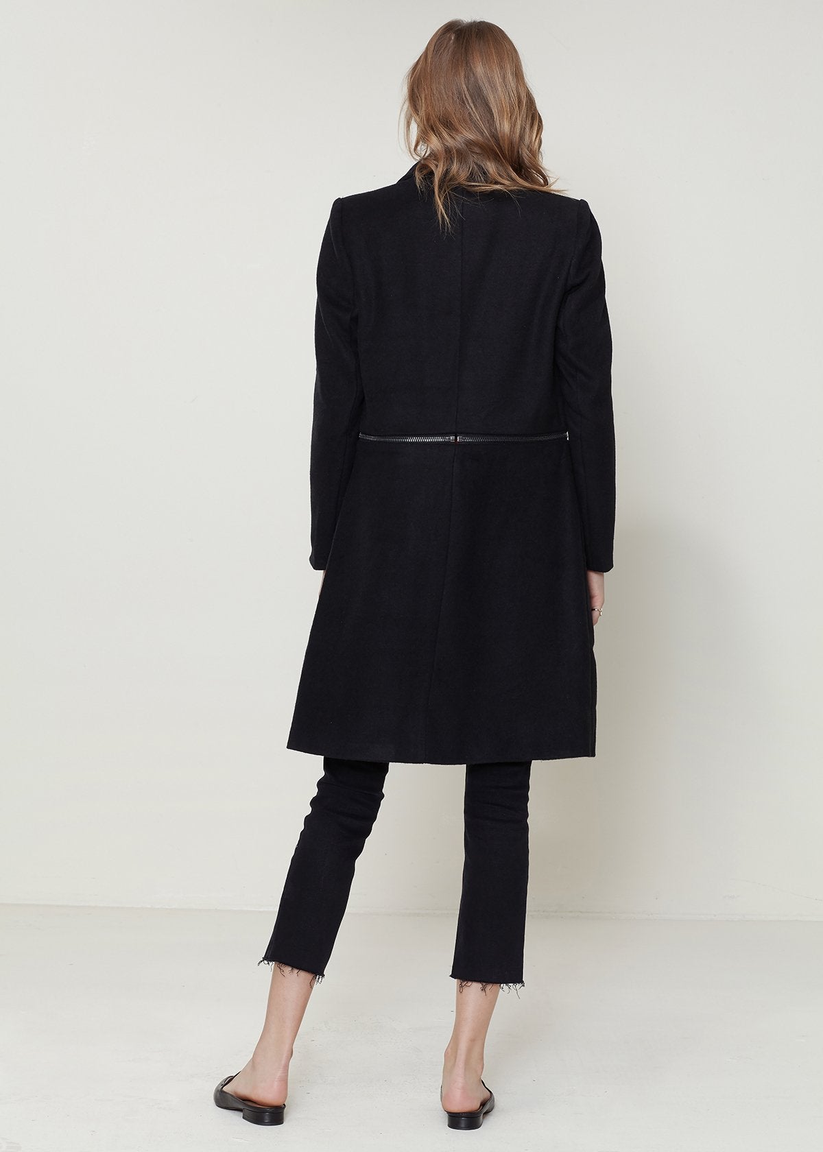 Women's Wool-blended Open Front Jacket In Black | CozyCouture® - Stringspeed