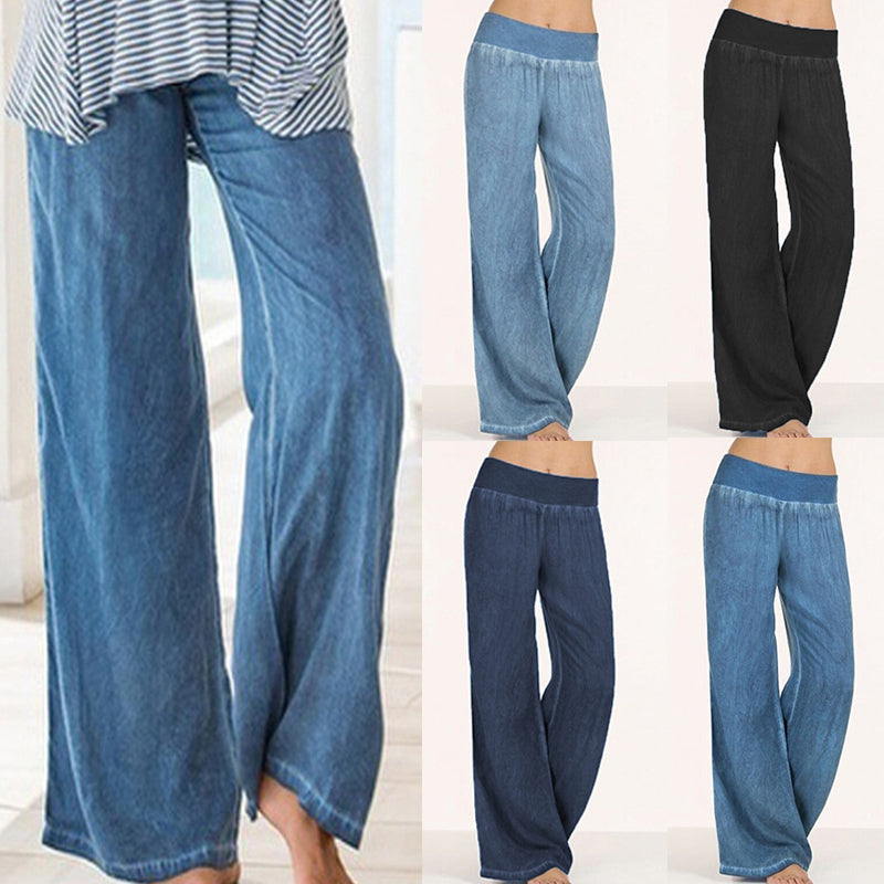 Casual Denim Wide Leg Jeans | CozyCouture® - Stringspeed