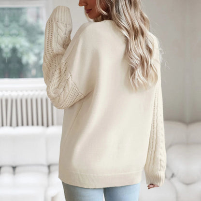 O Neck Long Sleeve Solid Color Knitted Top | CozyCouture® - Stringspeed