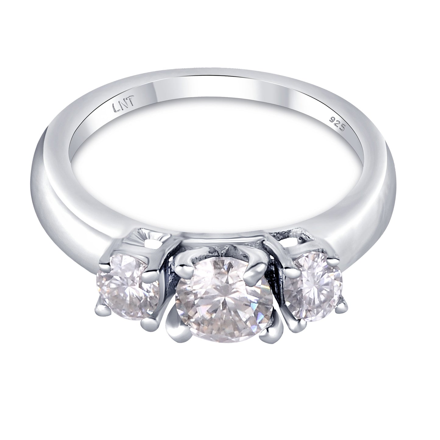 White Moissanite 3-Stone Ring Sterling Silver | CozyCouture® - Stringspeed