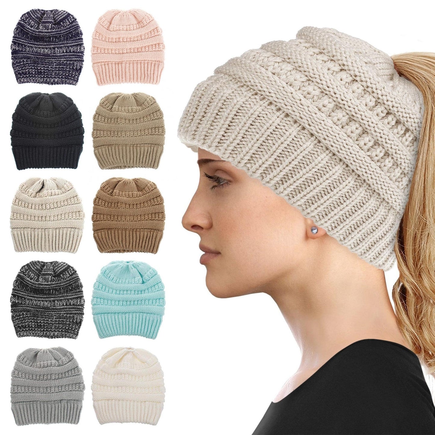 Ponytail Beanie | CozyCouture® - Stringspeed