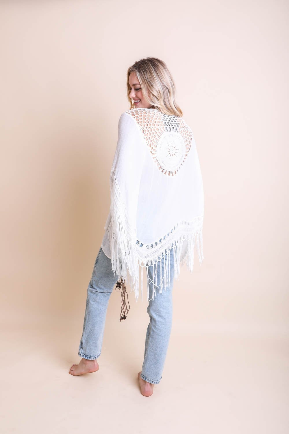 Crochet Medallion Tassel Kimono | CozyCouture® - Stringspeed