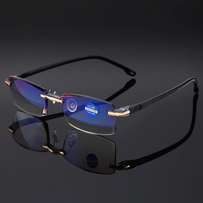 Rimless Anti-Blue Light Reading Glasses | BespokeBrothers® - Stringspeed