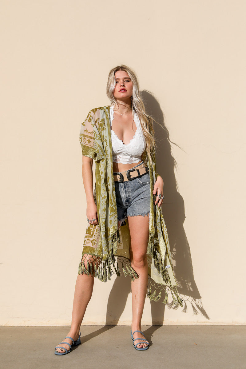 Velvet Mesh Tapestry Kimono | CozyCouture® - Stringspeed