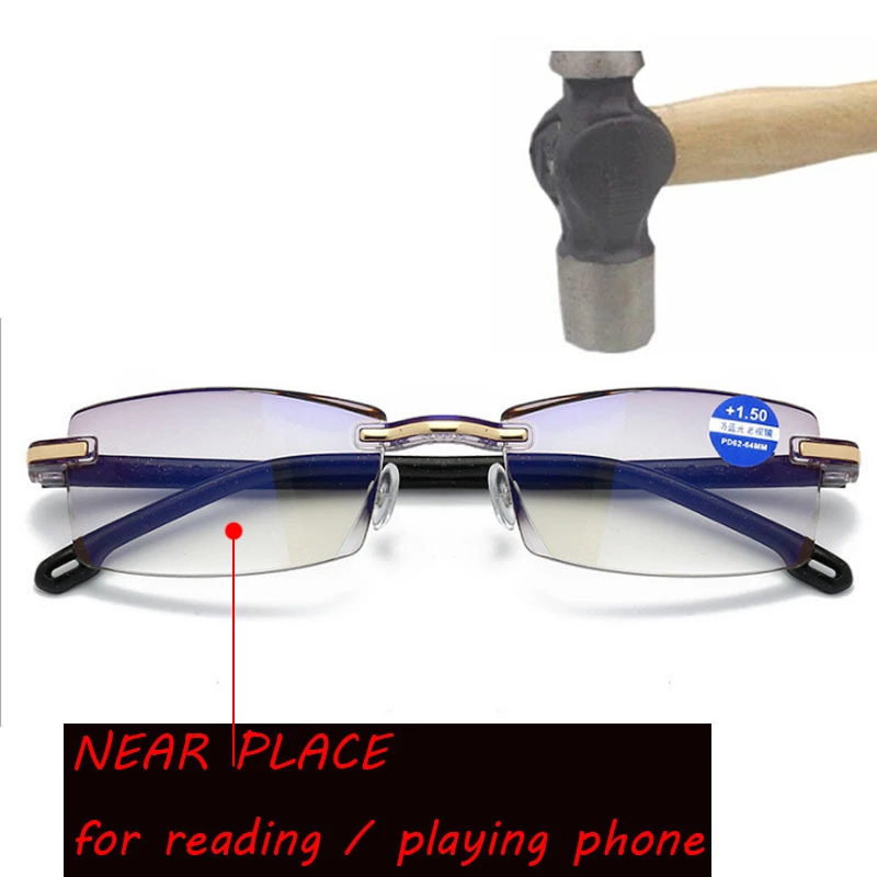 Rimless Anti-Blue Light Reading Glasses | BespokeBrothers® - Stringspeed