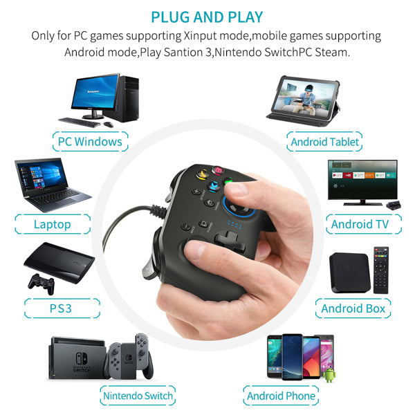 Wired Gaming Controller Joystick Gamepad with Dual-Vibration | TechTonic® - Stringspeed